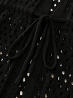 Cut-Out Textured Drawstring Straps Swim Cover-Up