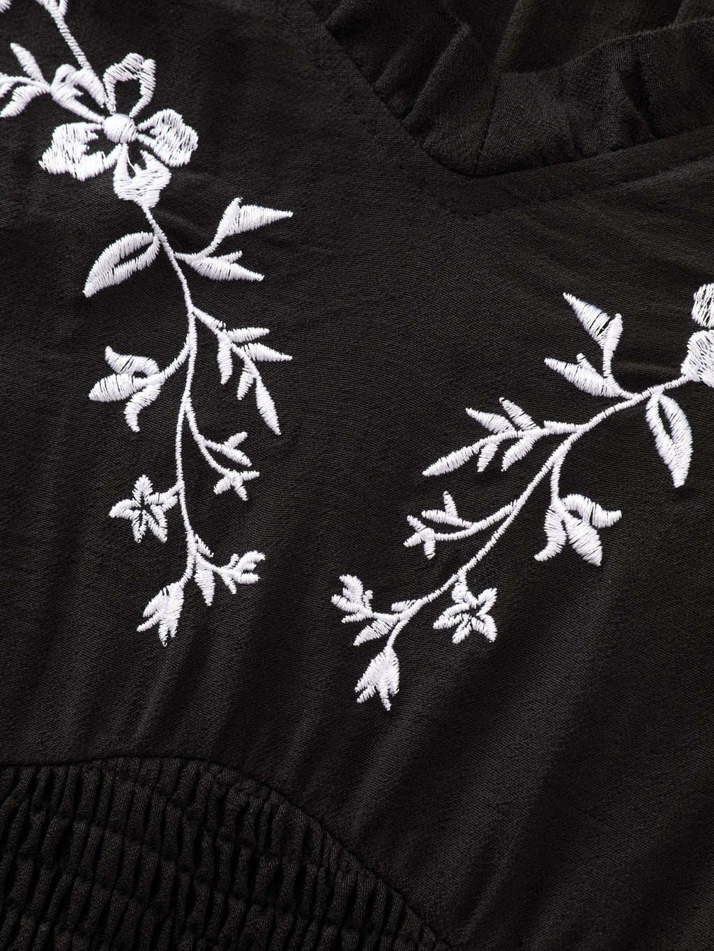 Supersoft Embroidered Neckline Shirred Tiered Maxi Dress