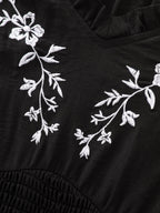 Supersoft Embroidered Neckline Shirred Tiered Maxi Dress
