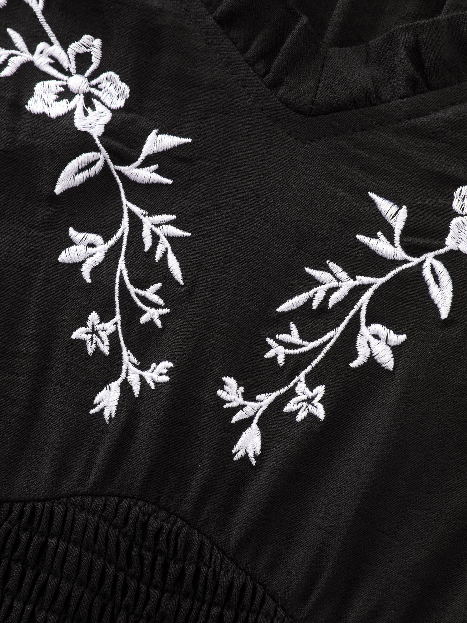 Supersoft Embroidered Neckline Shirred Tiered Maxi Dress