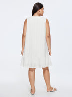 Lace Trim Notched Collar Tassel Mini Dress