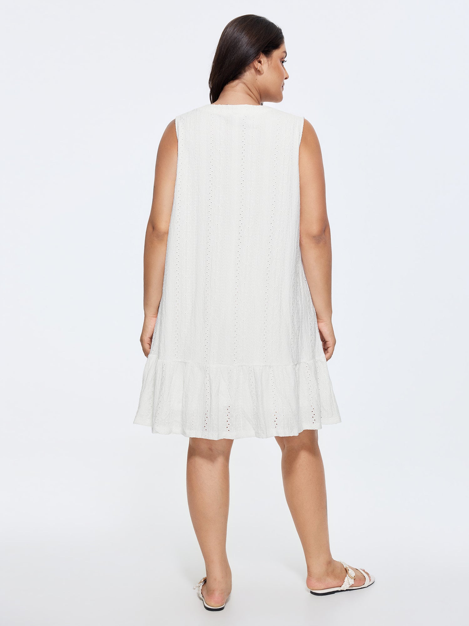 Lace Trim Notched Collar Tassel Mini Dress