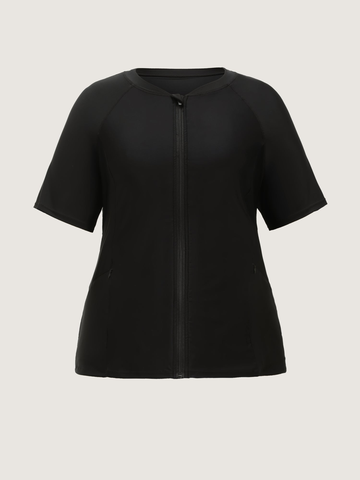 UPF 50+ Zipper Front Pockets Swim Top