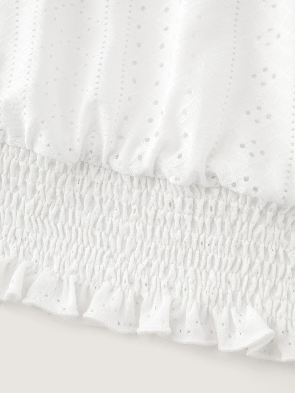 Shirred Hem Eyelet Textured T-Shirt