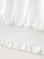 Shirred Hem Eyelet Textured T-Shirt