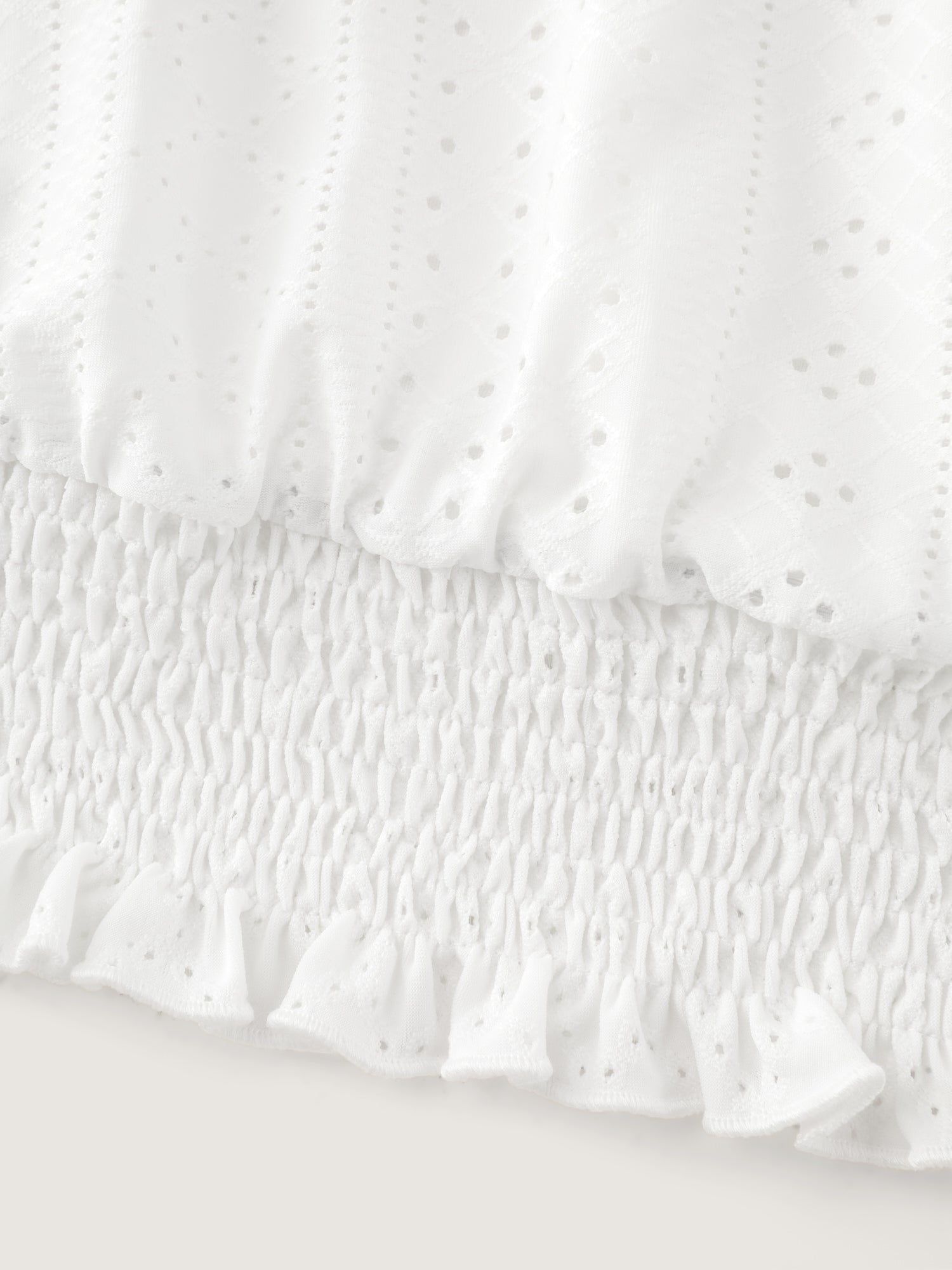 Shirred Hem Eyelet Textured T-Shirt