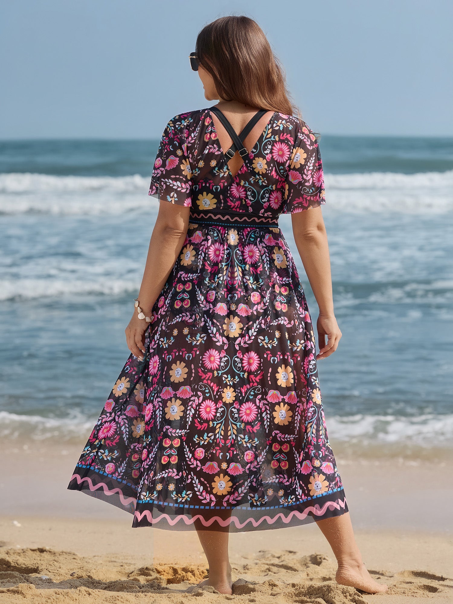 Sarong Two-Piece Tummy-Control One-Piece Swimsuit