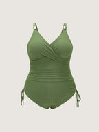 Textured Twist-Front One-Piece Swim