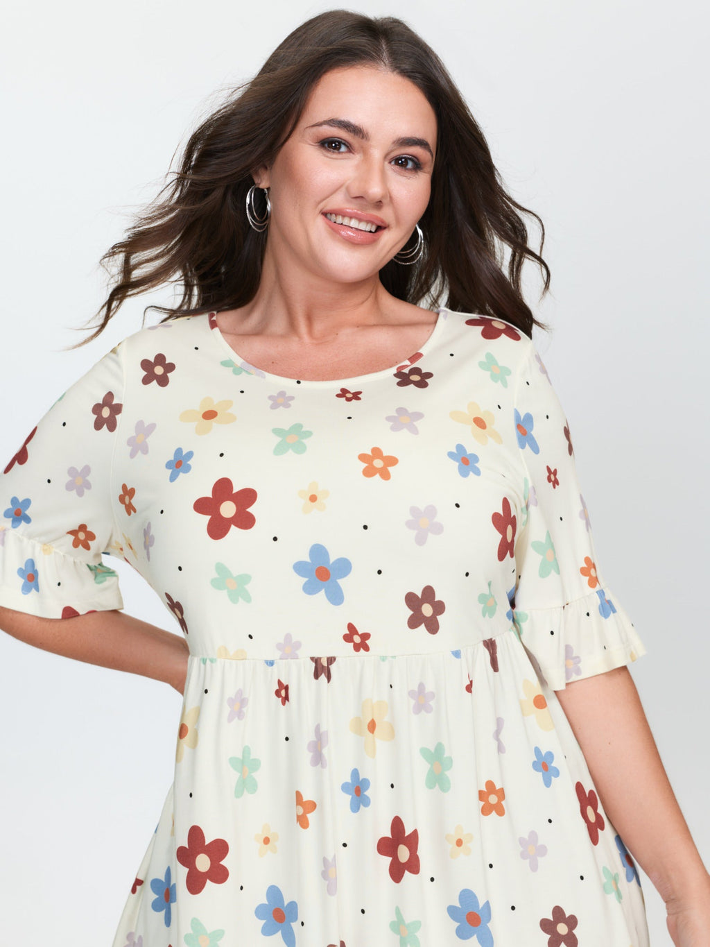 Floral Print Stretchy Knit Top
