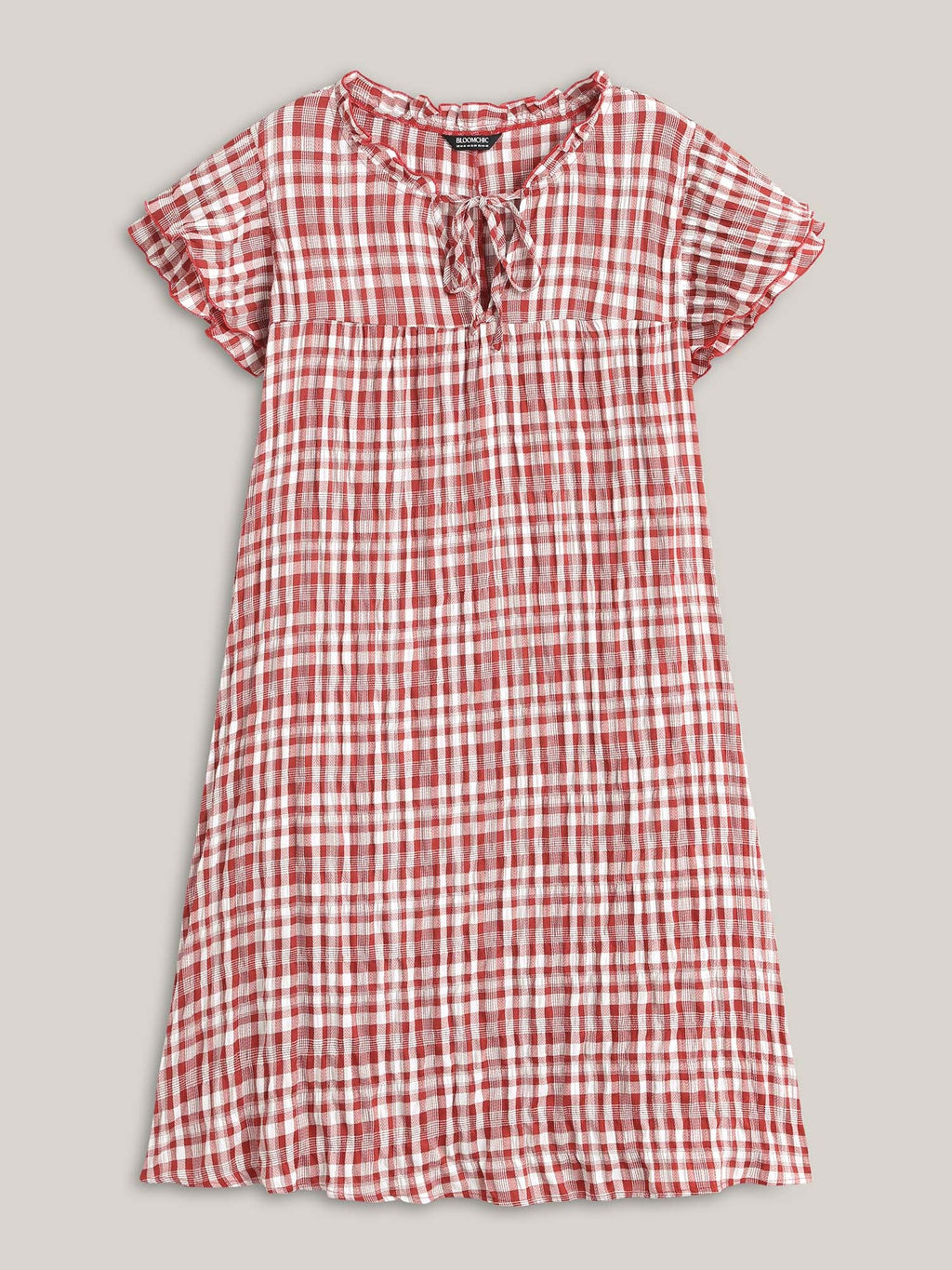 Sweet Plaid Pattern Pockets Mini Dress