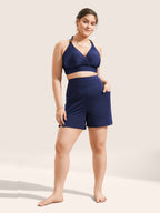 High Rise Pocket Split Side Swim Shorts