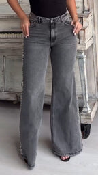 Womens Washing Side Pearl Casual Stretch Jeans