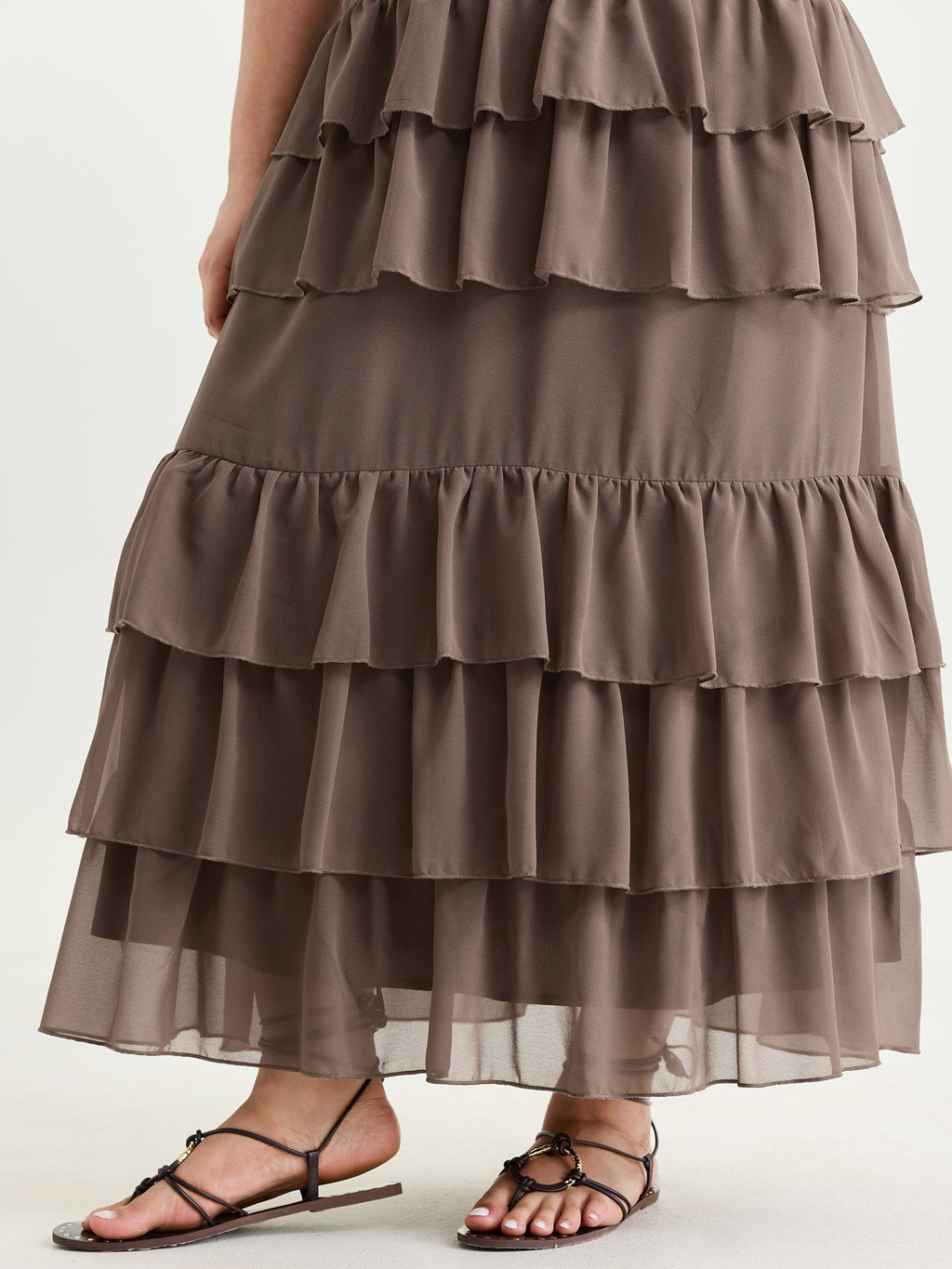Ruffled Edge Tiered Cami Maxi Dress