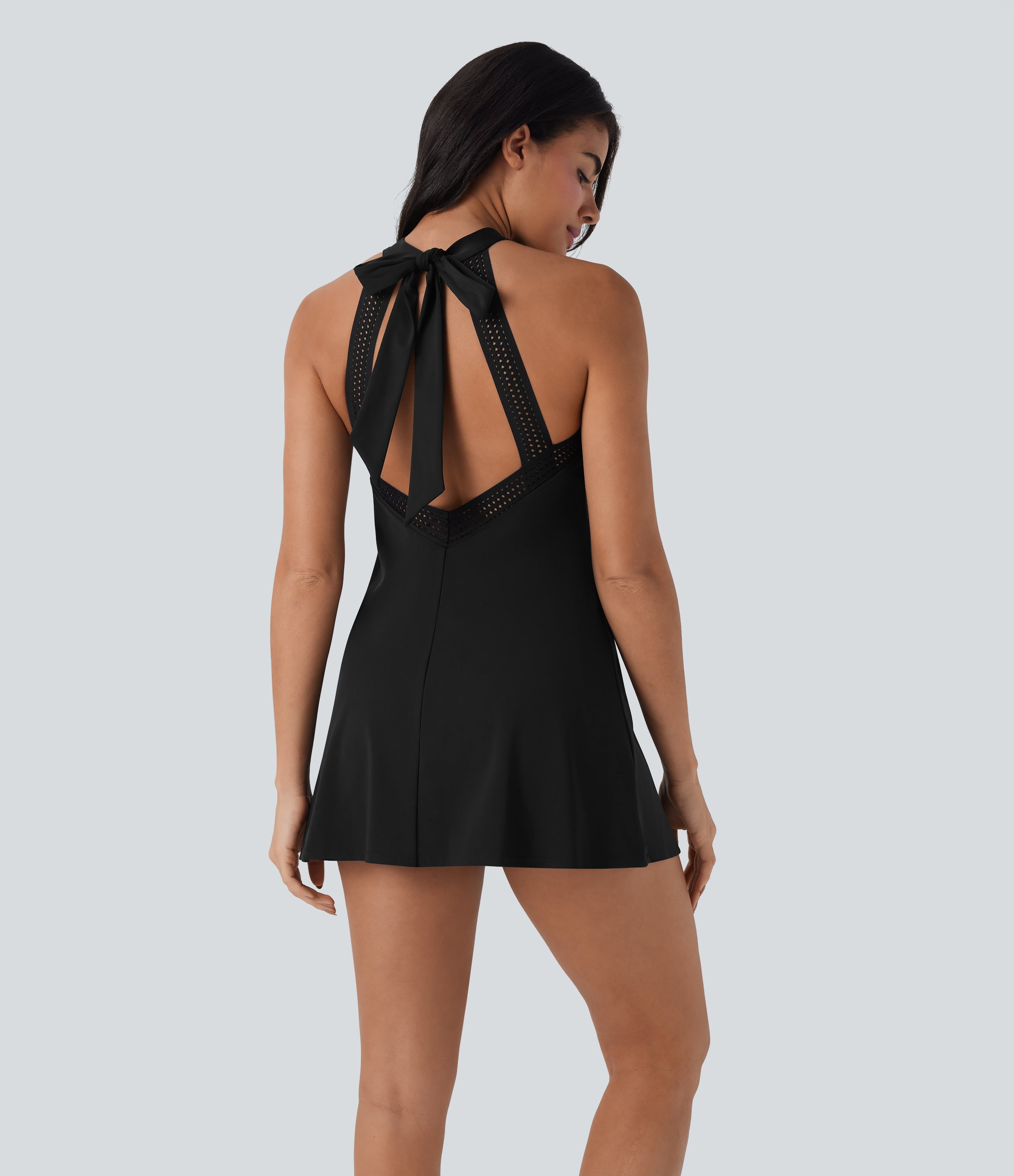 SoftlyZeroTM Airy Tie Back 2-in-1 Cool Touch Mini Yoga Active Dress with Pocket-UPF50+