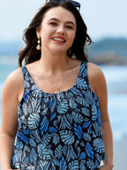 Tropical Flower Print Pockets One-Piece Swimsuit