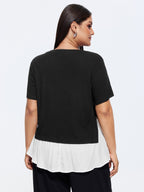 Color Contrast Layered Round Neck T-Shirt