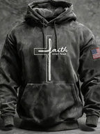 Men's Casual Retro Print Long Sleeve Hooded Sweatshirt