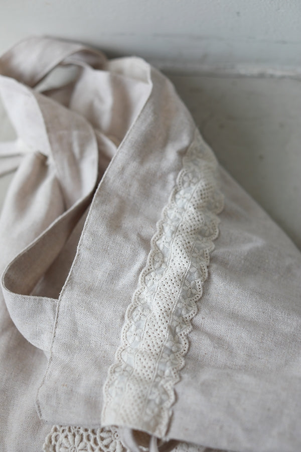 Embroidered Linen Bag With Drawstring