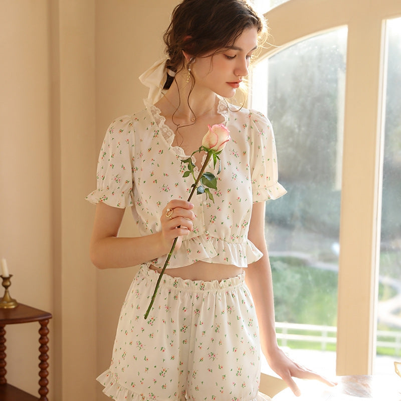Satin Floral Print Lounge Wear