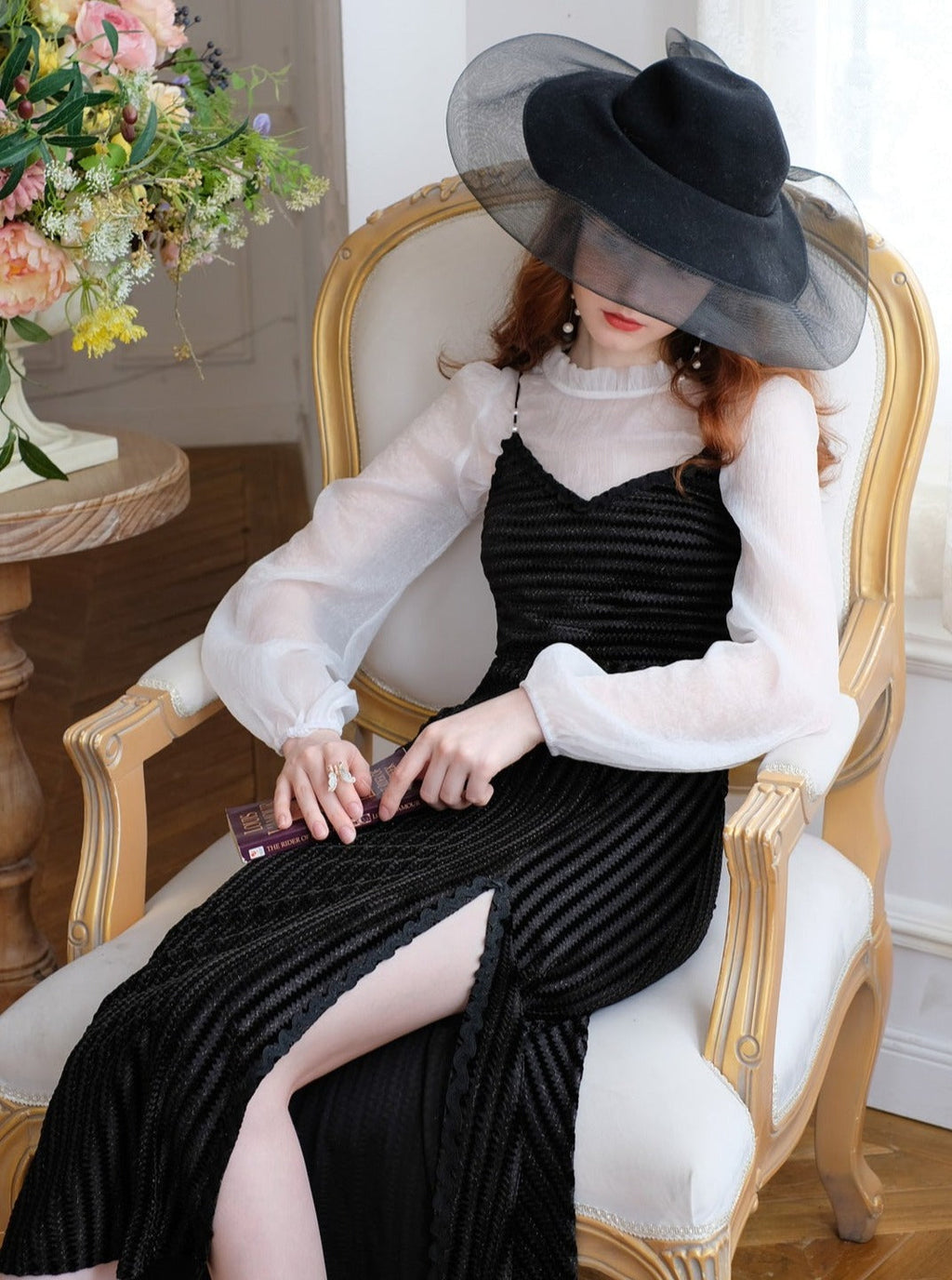 Chiffon Top & Velvet Slip Dress