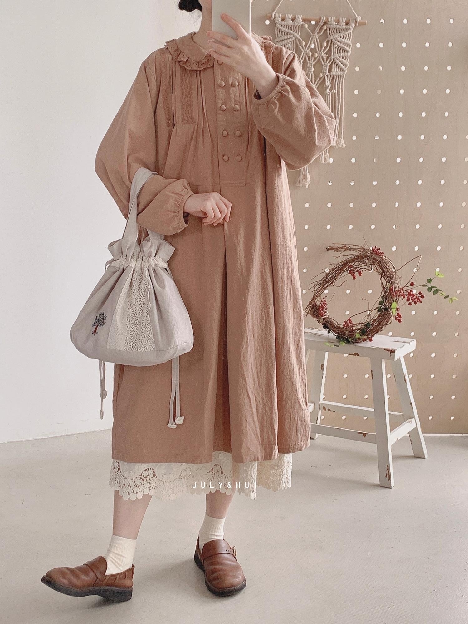 Embroidered Linen Bag With Drawstring