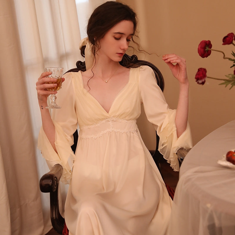 Ruffled Cuffs High Waist Nightgown