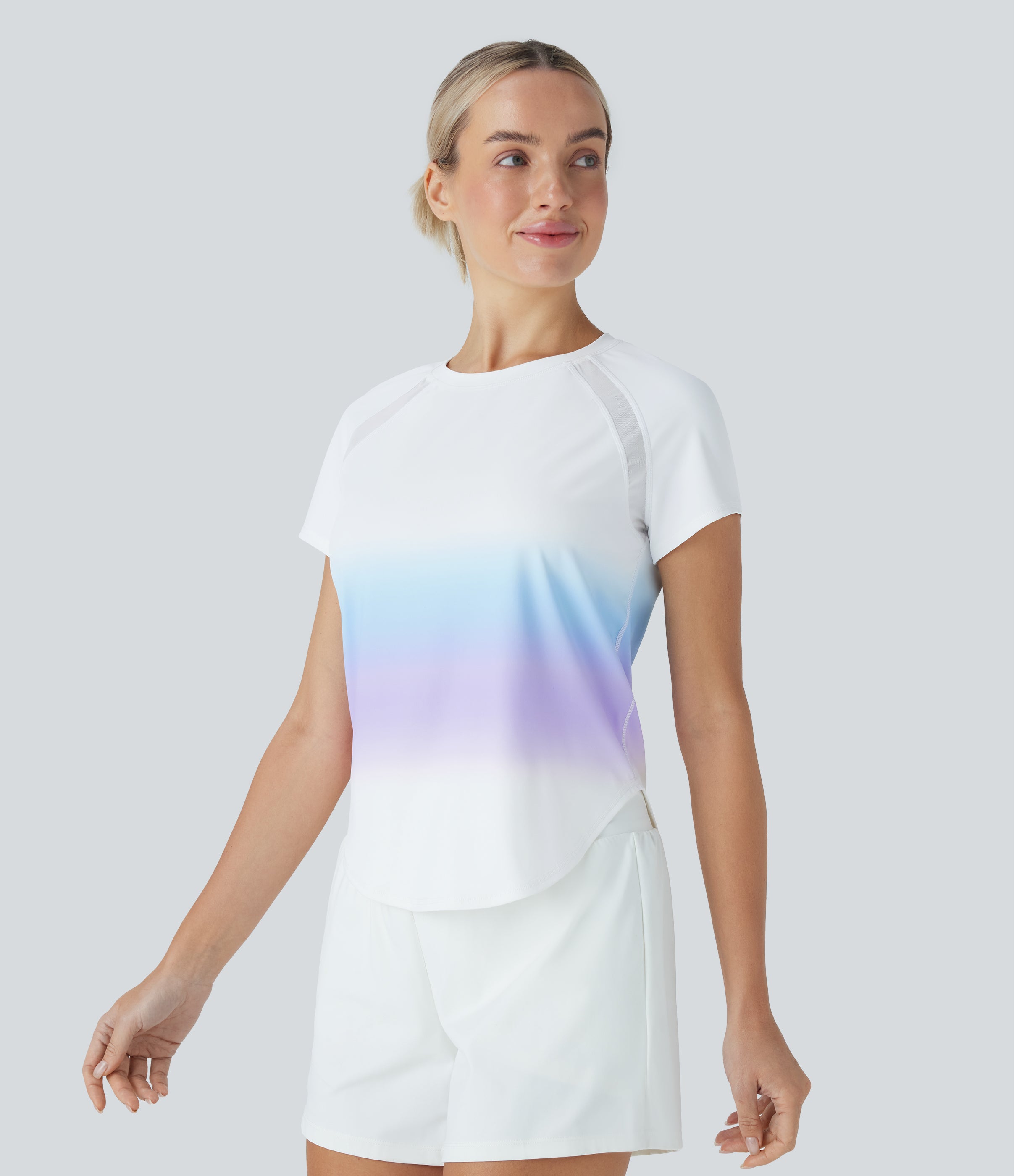 SoftlyZeroTM QuickDry Round Neck Short Sleeve Gradient Running Sports Top
