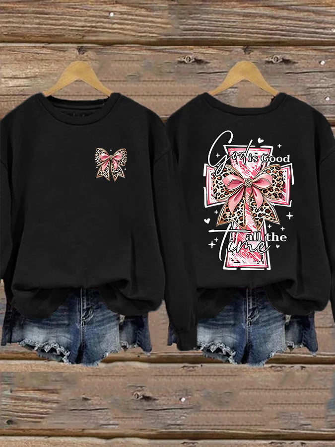 Women's God Is Good All The Time Print Casual Sweatshirt
