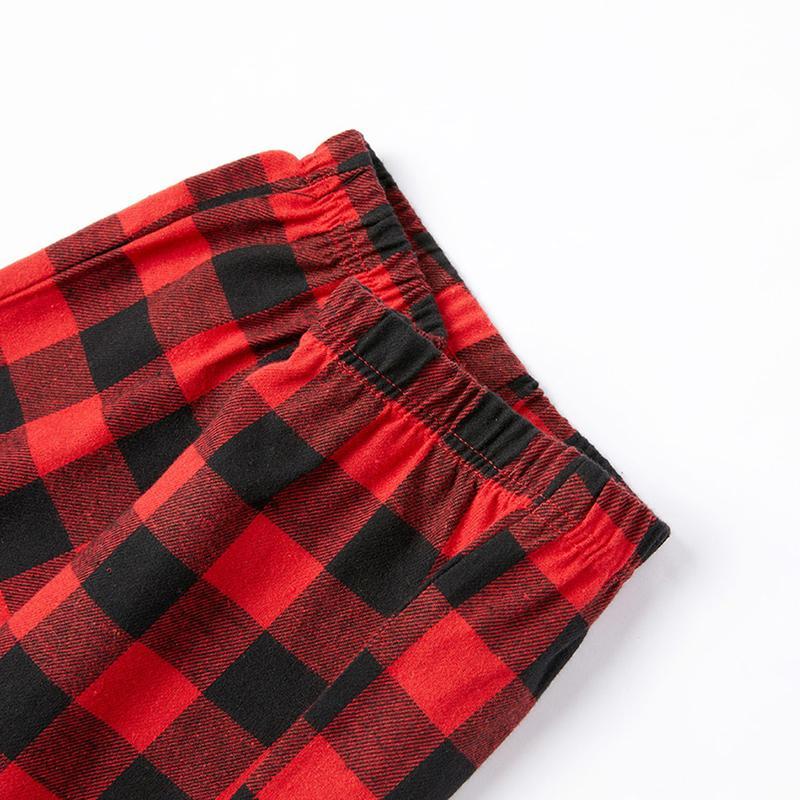"Family Christmas 2025" Cute Print Black & Red Plaid Christmas Matching Pajamas