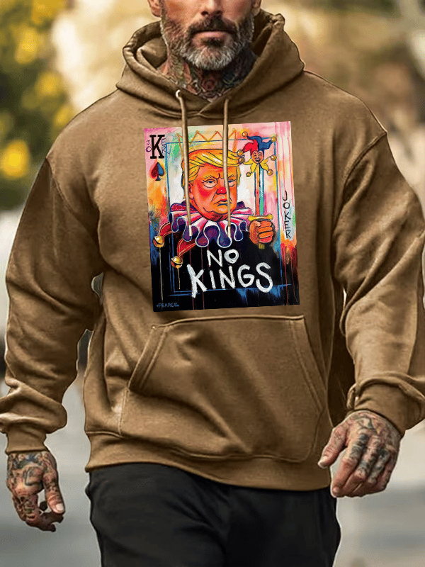 Men's  No Kings In America Print Casual  Hoodie