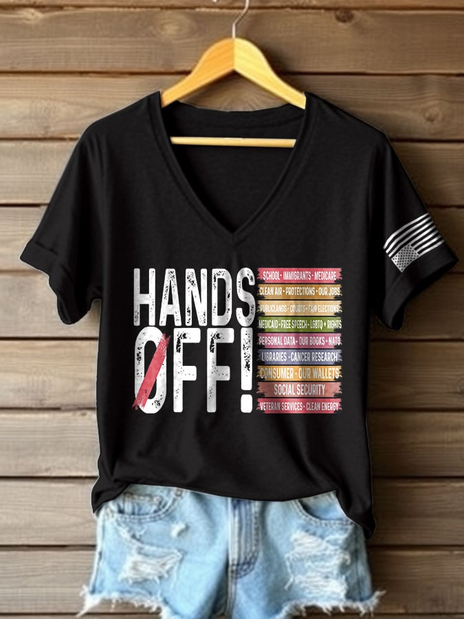 🔥Buy 3 Get 15% Off🔥Women's Retro Hands Off Protest Print T-Shirt