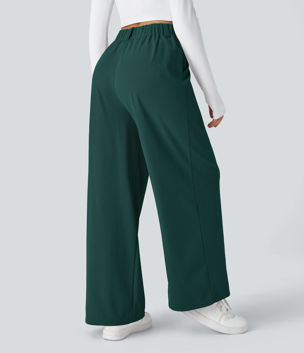 FlexTM High Waisted Side Pocket Wide Leg Waffle Work Pants