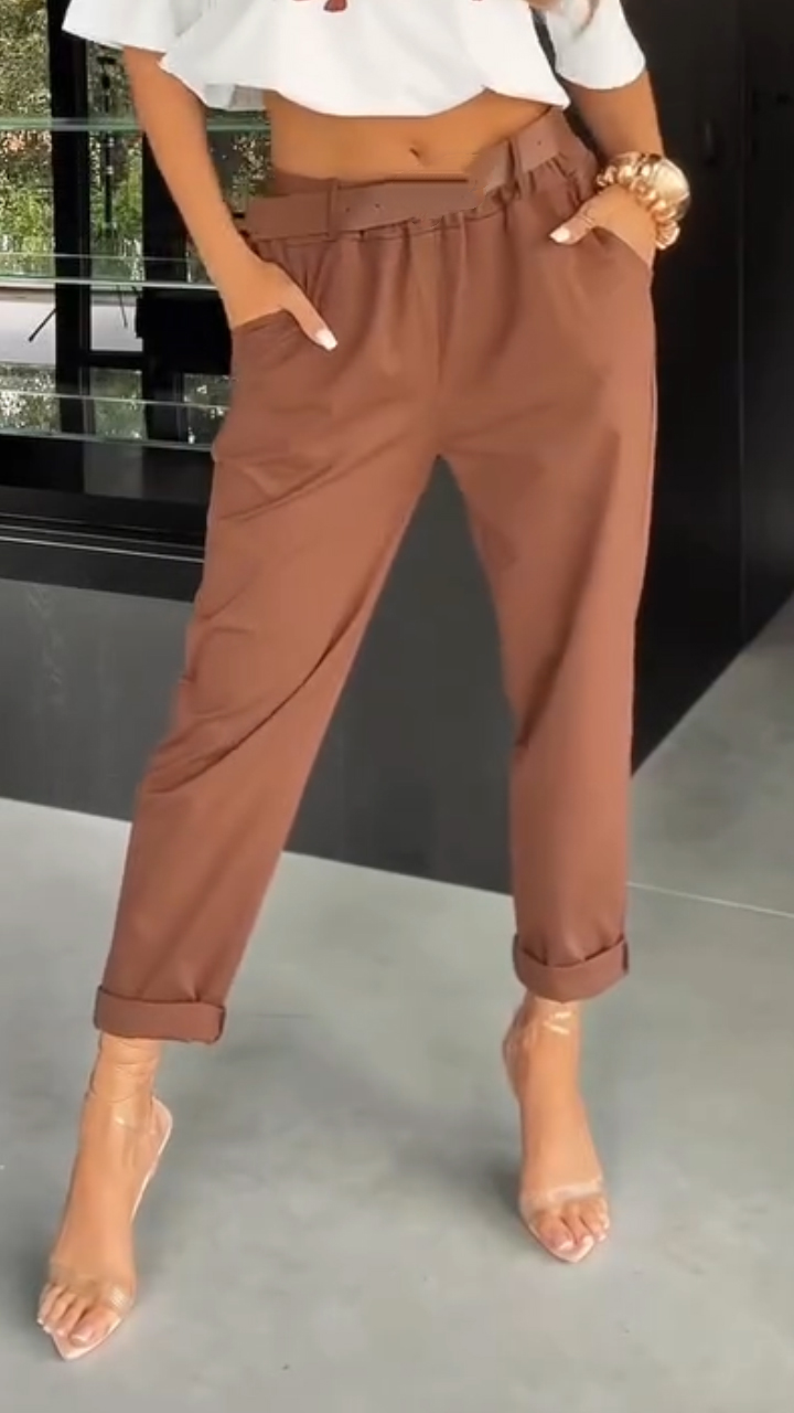 Ladies Solid Color Casual Pants