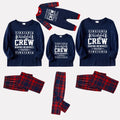 Christmas Family Matching Pajamas-Navy & Red Plaid Pjs Set with "Christmas Crew Making Memories Together" and Christmas Pattern Print