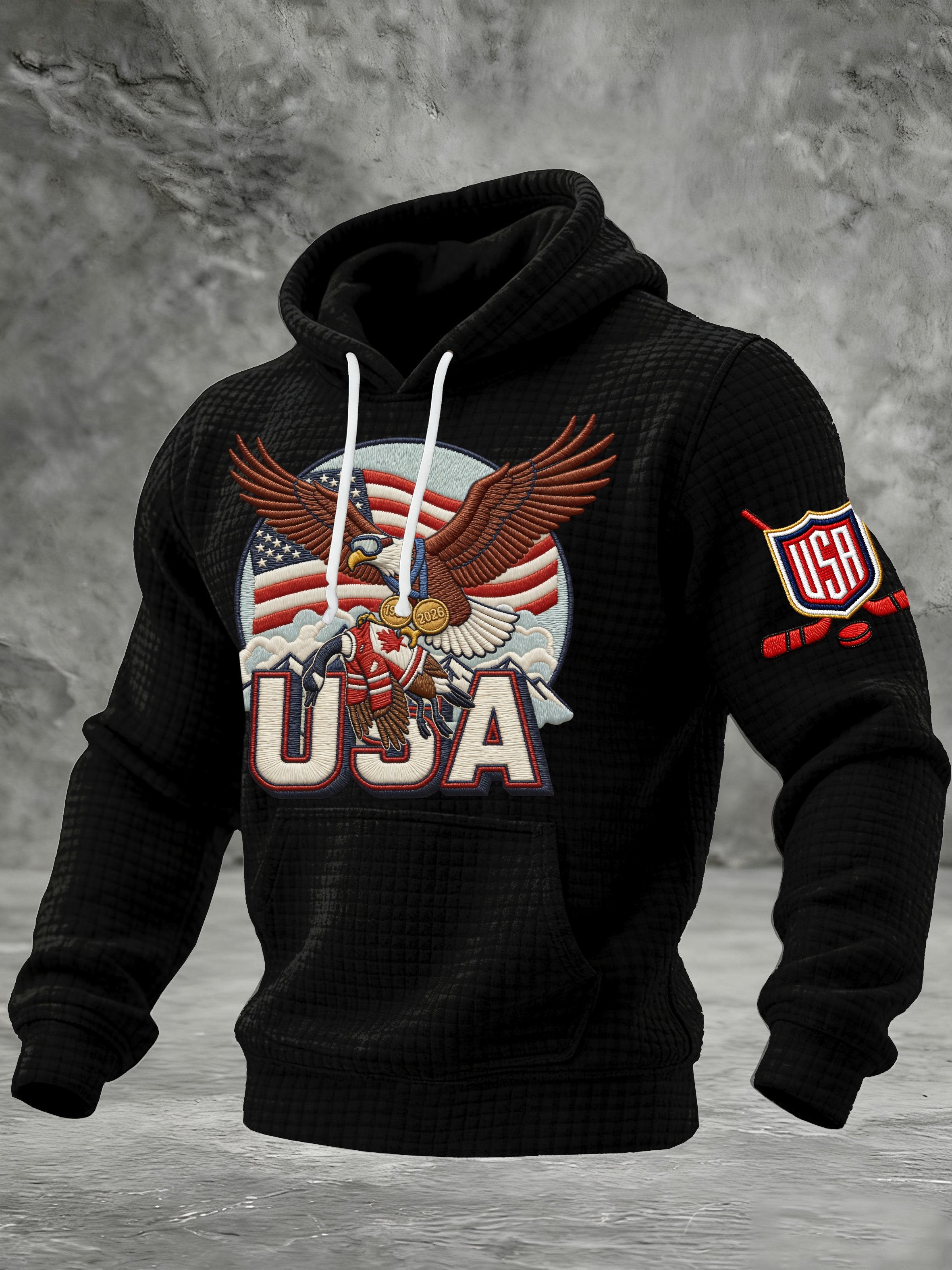 Men's USA Ice Hockey Printed Casual Hoodie