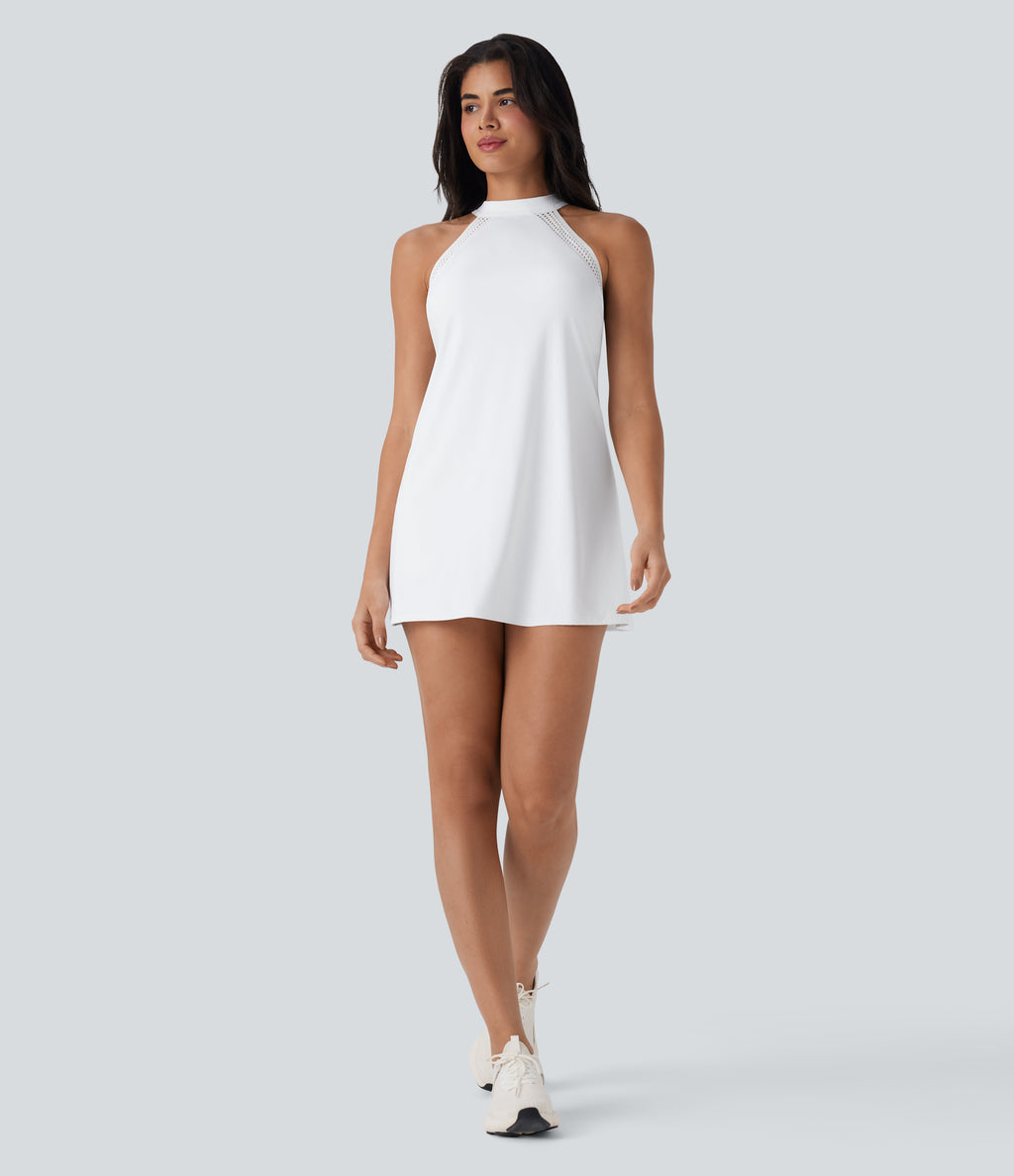SoftlyZeroTM Airy Tie Back 2-in-1 Cool Touch Mini Yoga Active Dress with Pocket-UPF50+