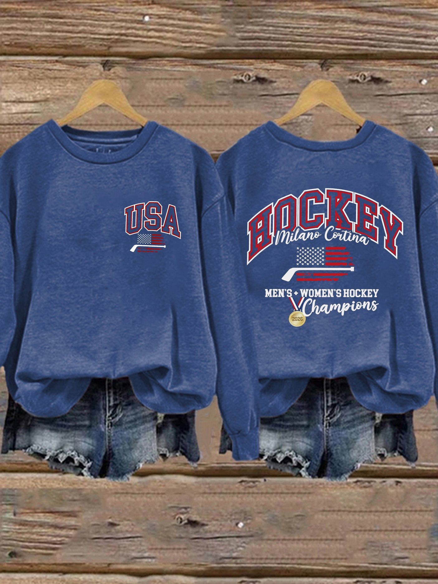 Women's  Hockey Print Sweatshirt