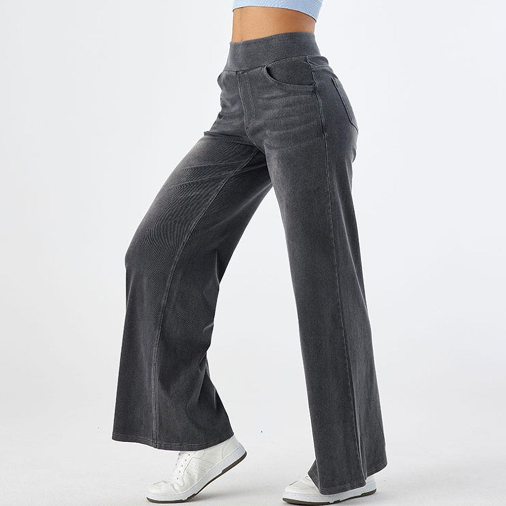 2026🔥FlexTM High Waisted Multiple Pockets Washed Stretchy Knit Casual Bootcut Jeans