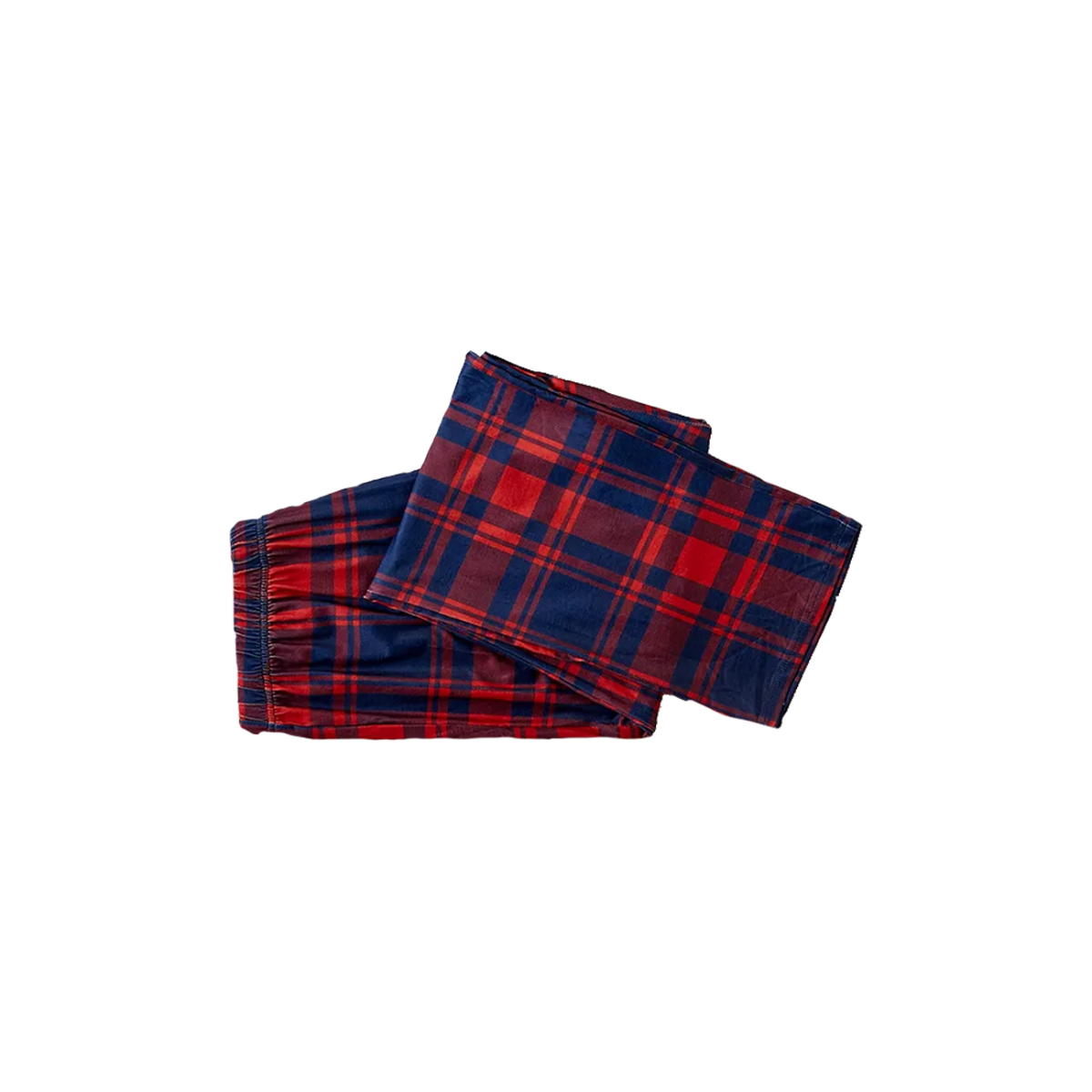 "2025 Christmas" Text and Santa Hat Prints Blue Long Sleeves Top with Red and Blue Plaid Pants Christmas Matching Pajamas