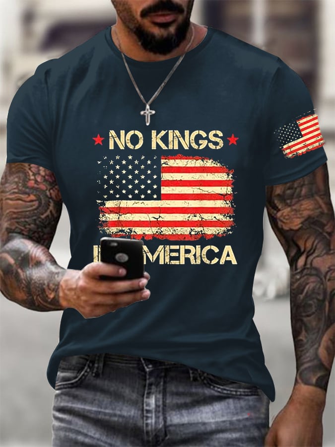 🔥Buy 3 Get 15% Off🔥Men's  No King in America Print Casual  T-Shirt