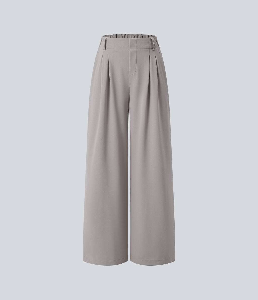 FlexTM High Waisted Side Pocket Wide Leg Waffle Work Pants