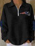 Women's Football Print Waffle Zip-Up Top