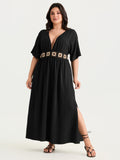 Breathable Boho Embroidered Waistband Maxi Dress