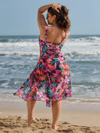 Tropical Escape Print Sarong One-Piece Swimsuit