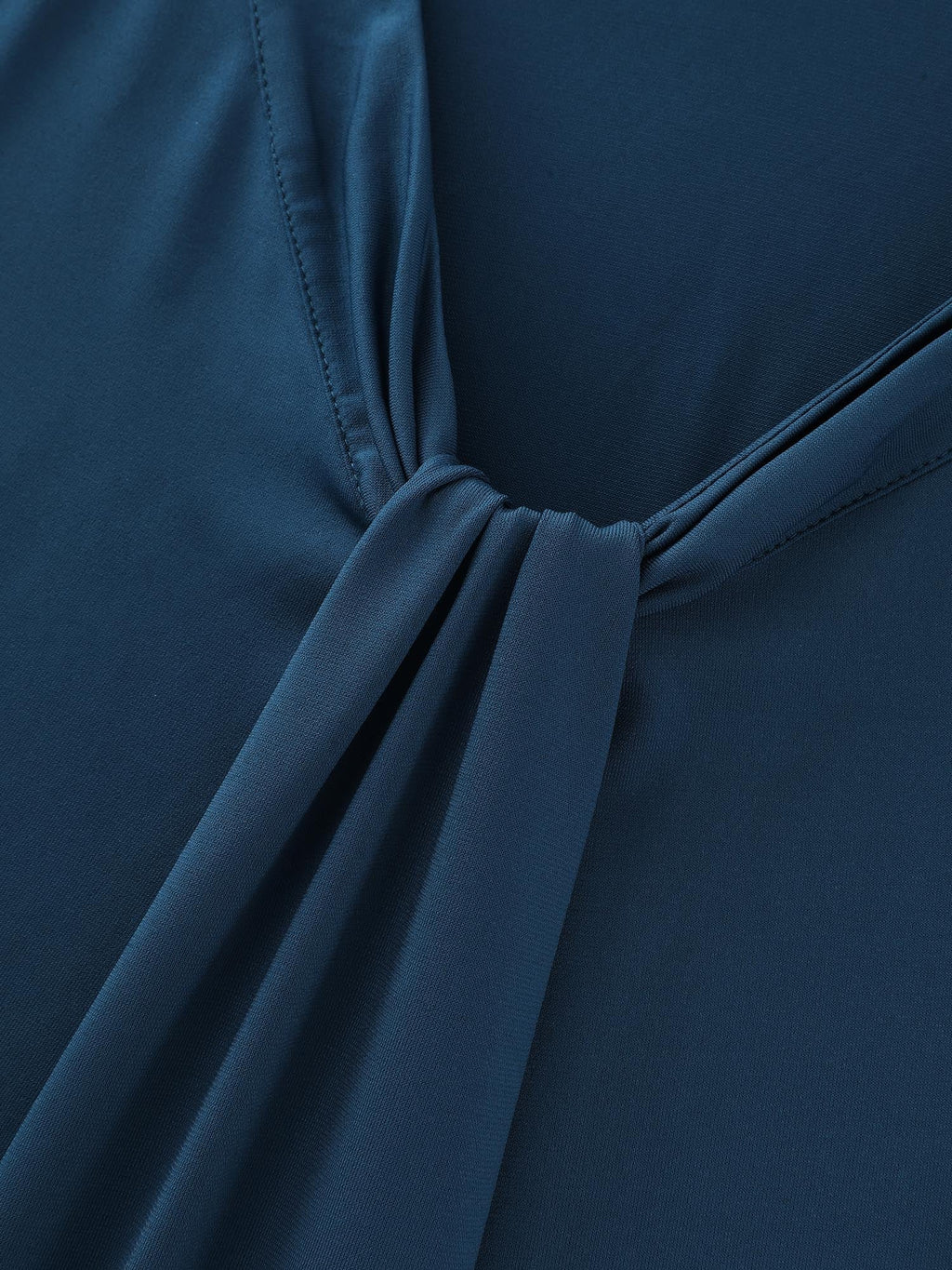 Stretchy Knotted Draped Neckline Blouse