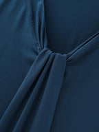 Stretchy Knotted Draped Neckline Blouse