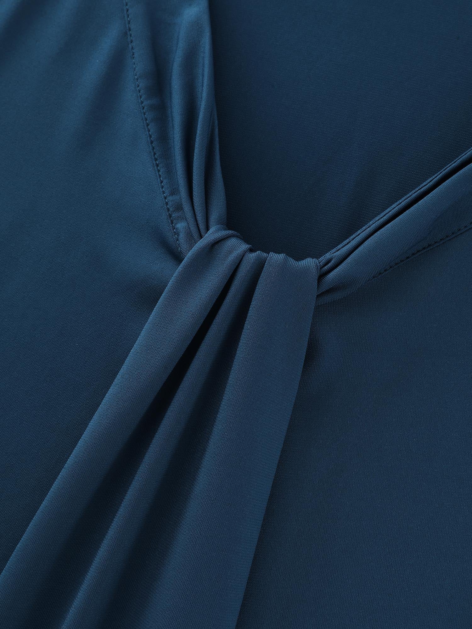 Stretchy Knotted Draped Neckline Blouse