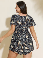 Color Contrast Floral Print One-Piece Swim