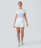 SoftlyZeroTM QuickDry Round Neck Short Sleeve Gradient Running Sports Top