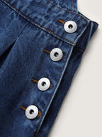 Elastic Waistband Adjustable Overall Denim Dress
